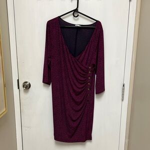 Elegant Purple Draped Women's Dress